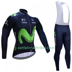Radbekleidung Radtrikot Langarm + Lang Trägerhose 2017 Movistar Team Damen N001